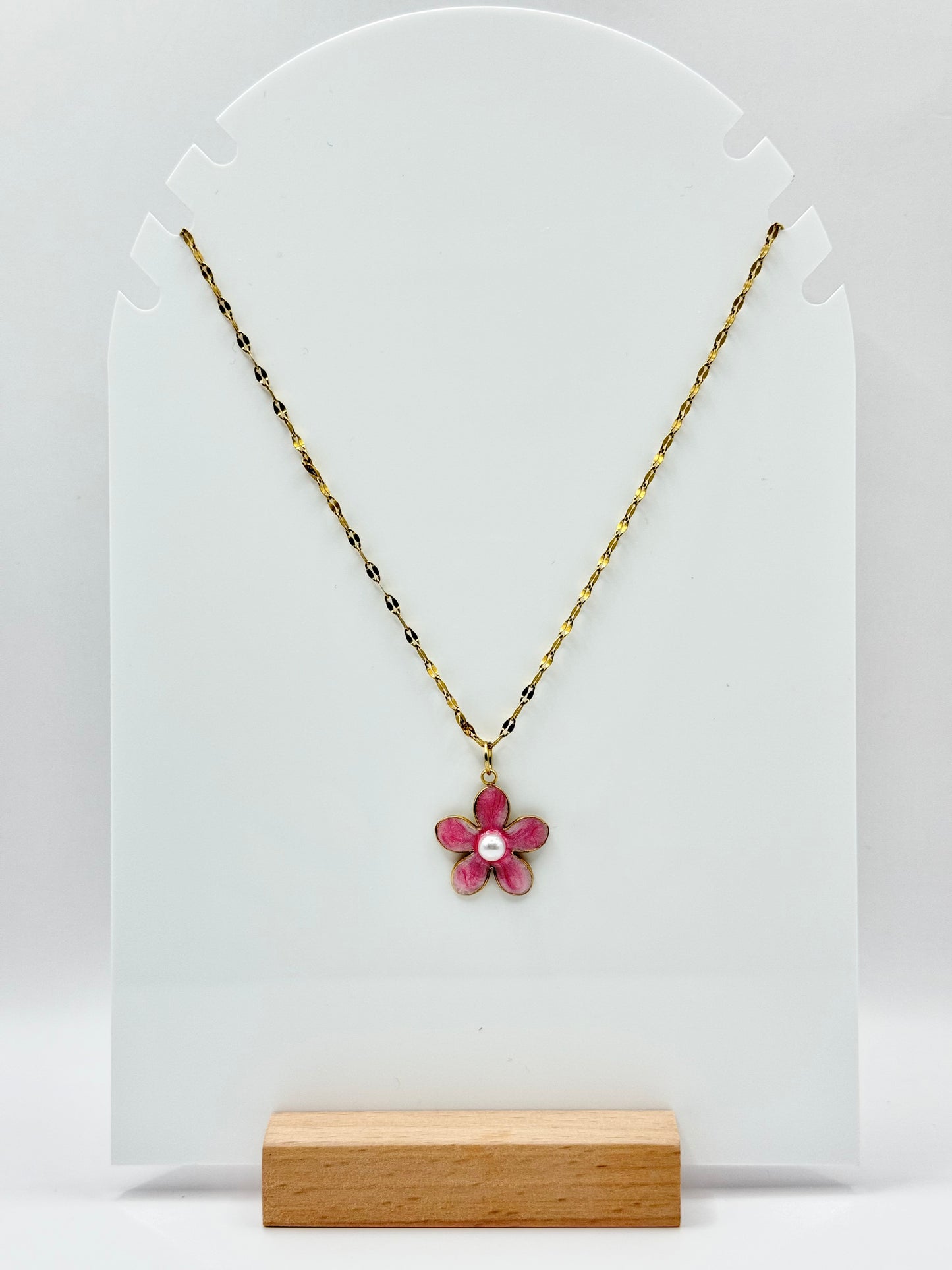 Colgante doble cadena con flor