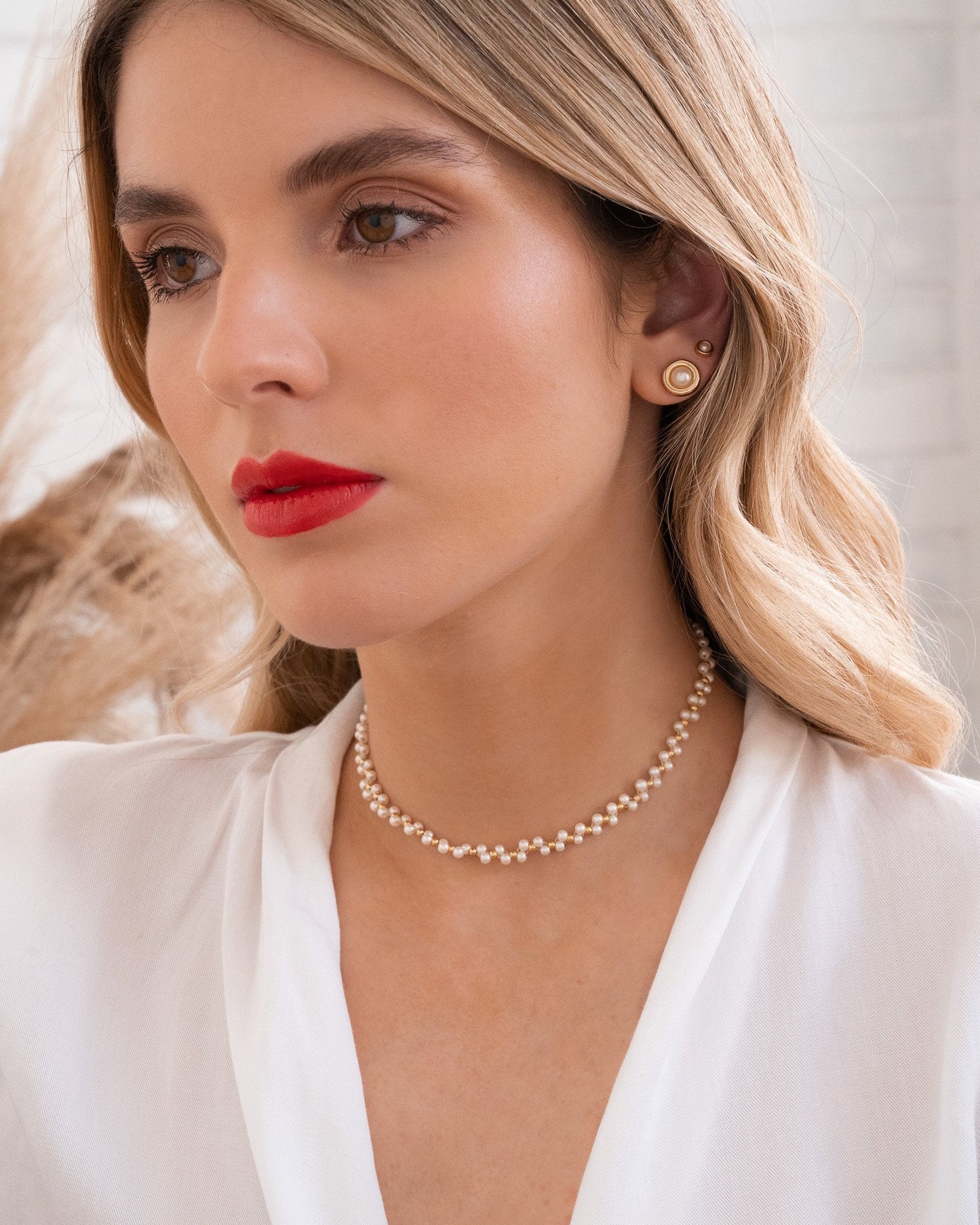 Choker tejido perlas