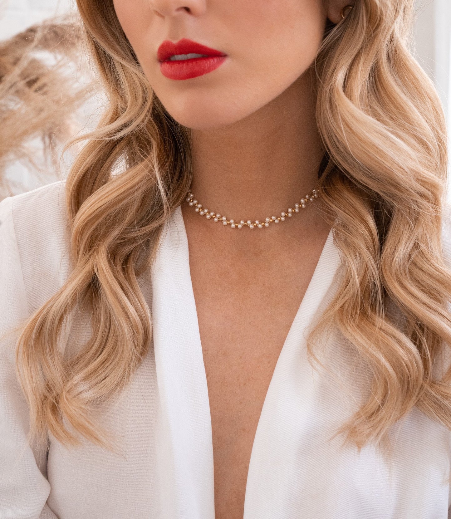 Choker tejido perlas
