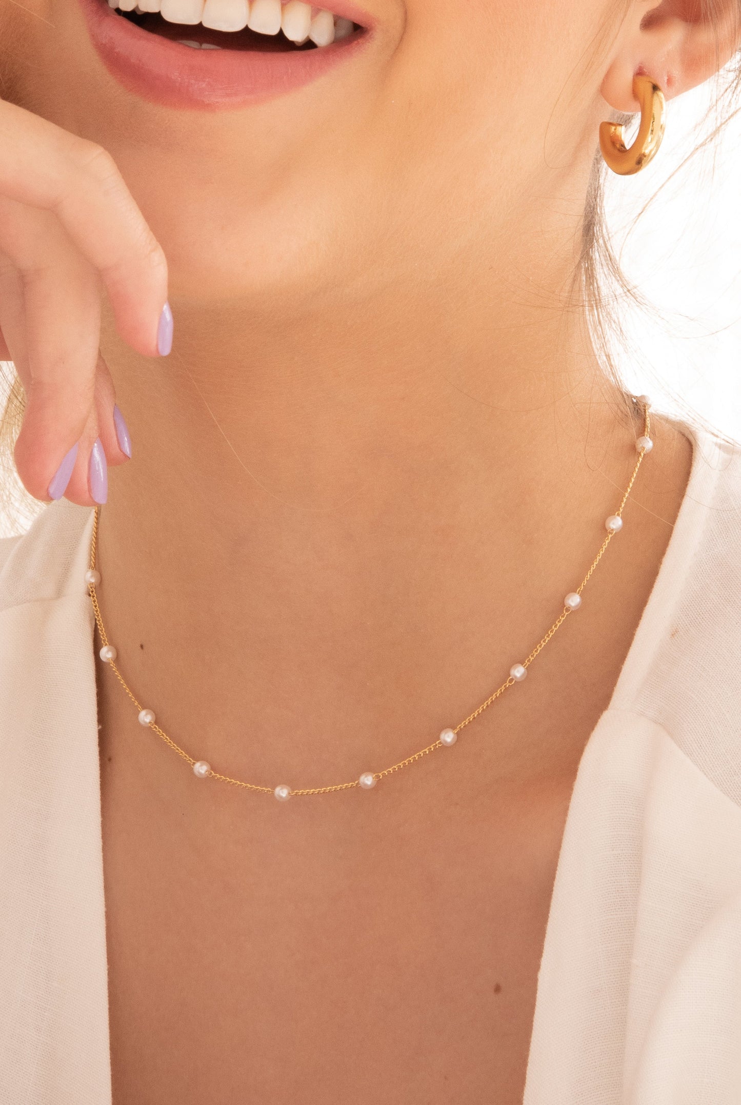 Choker perlas + topos